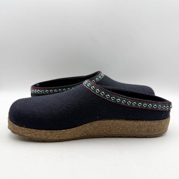 Haflinger Mens GZ Grizzly Clogs EU 45 US 12 Blue Wool Felt Leather Trim EUC main image 8